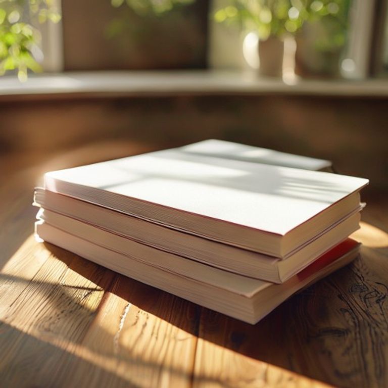 A stack of premium exercise books on a desk representing high-quality stationery.
