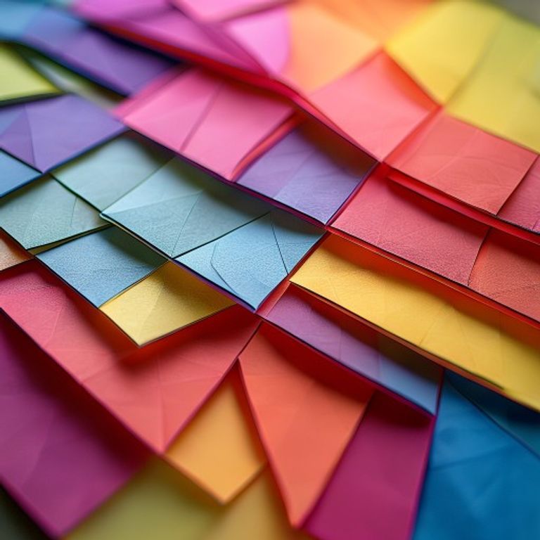 A selection of colorful origami paper squares ready for crafting.