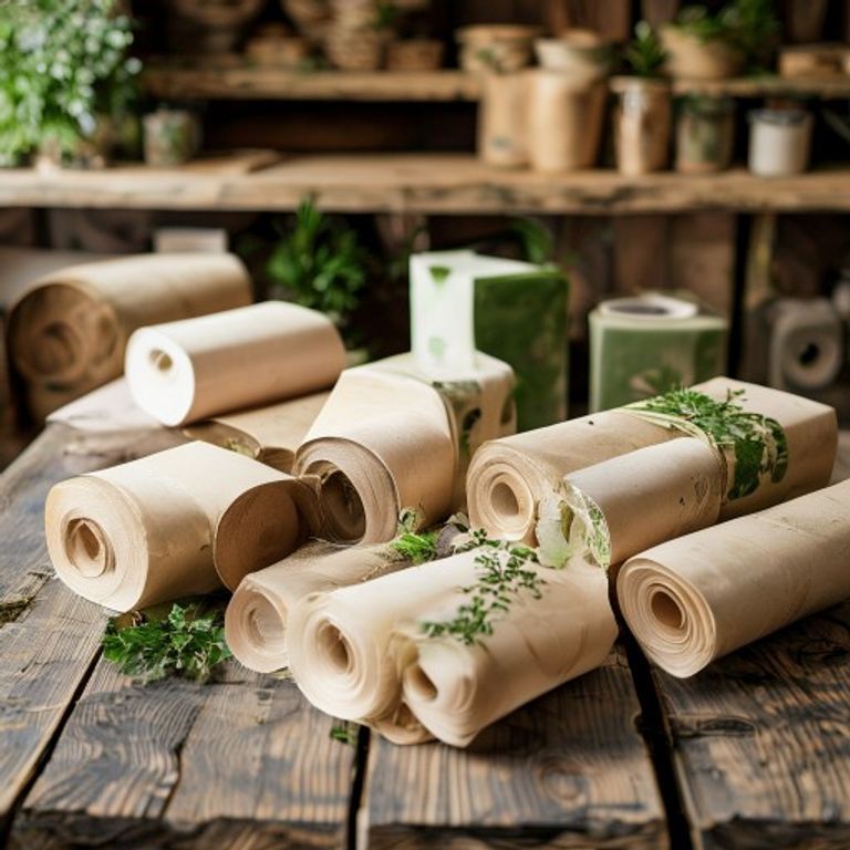 High-quality eco-friendly food wrapping paper displayed in a professional bakery setting.