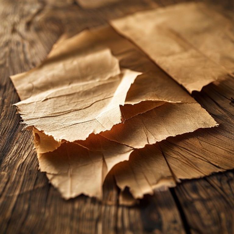A close-up shot of high-quality handmade paper showing organic fibers and unique deckled edges.