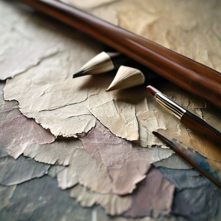 A selection of premium art paper sheets arranged with professional drawing tools