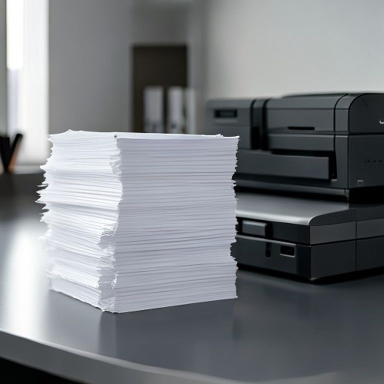A stack of premium copy paper displayed on an office desk