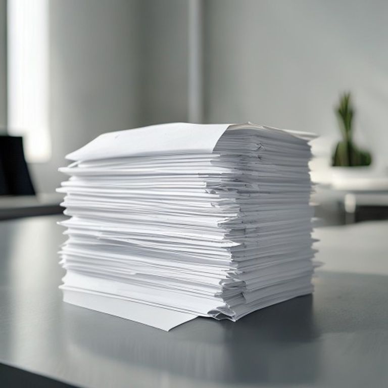 Professional stack of white photocopy paper on an office desk