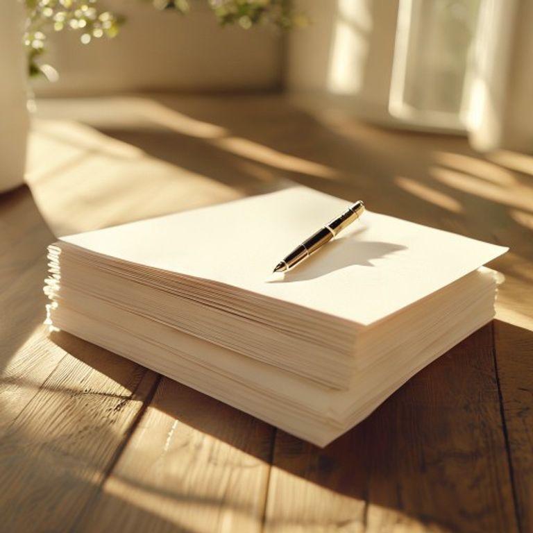 A professional desk setting showcasing premium writing paper