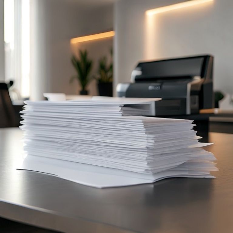 A stack of high-quality printing paper online ready for office use.