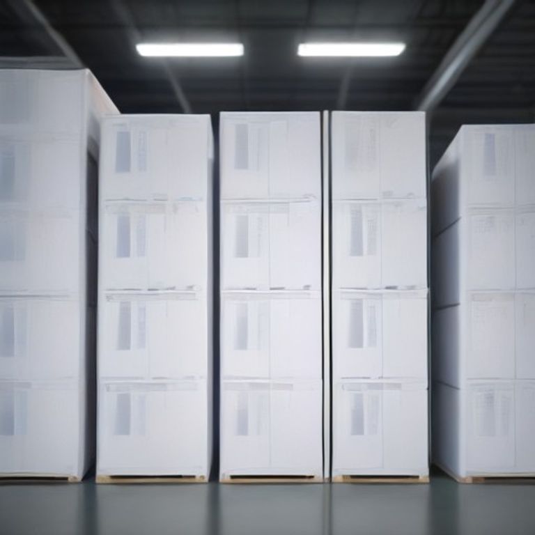 Stacks of premium office paper wholesale supply in a professional warehouse